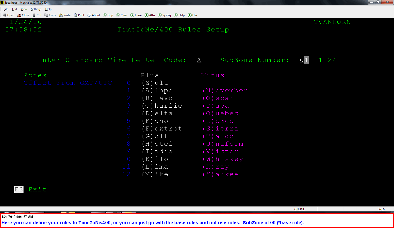 Configure TZN/400 (CFGTZN)